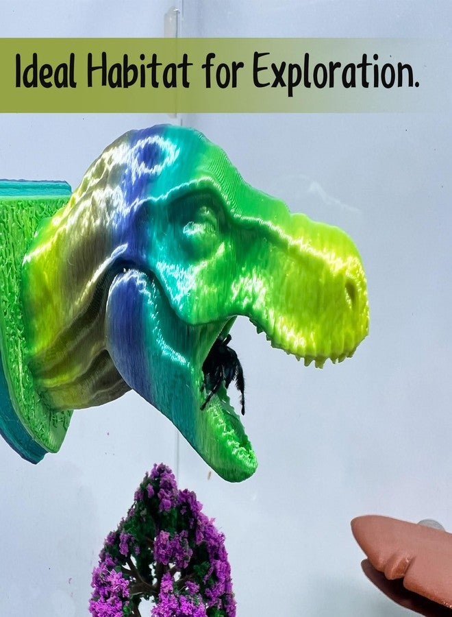 Daerky Jumping Spider Hide,3D Printed Dinosaur Head - A Fun Habitat for Jumping Spiders, Small Reptiles, and Small Pets, Suitable for Home Decor with Animal Enclosures (Mixed Color) - Image 2
